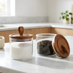 Acrylic Jar With Wooden Lid